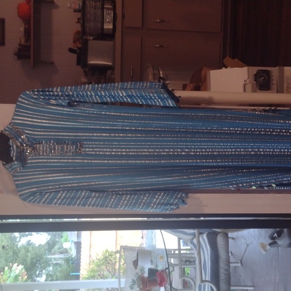 A turquoise and silver Kaftan - Picture 1 of 5